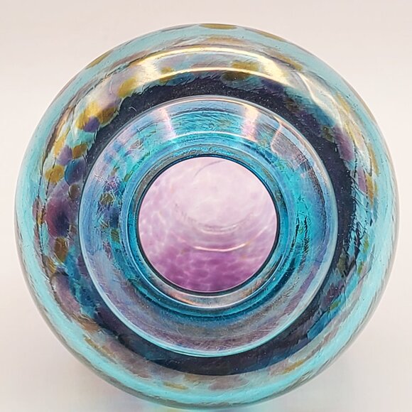 Robert Held Signed Vintage Art Glass Vase Purple Blue 4.5" High - Picture 10 of 15